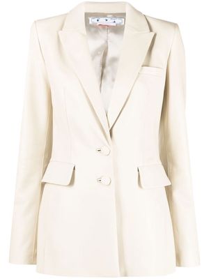 OFF-WHITE leather single-breasted blazer - Neutrals