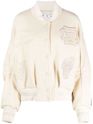 Off-White Liberty cropped bomber jacket - Neutrals