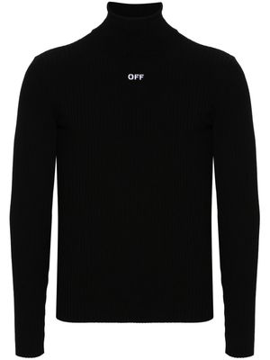 Off-White logo-appliqué roll-neck jumper - Black