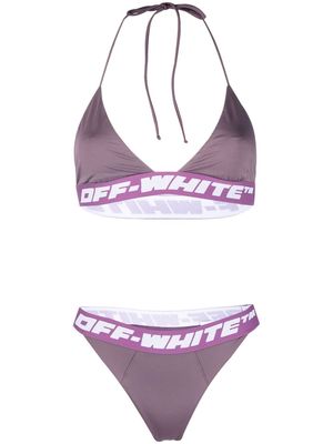 Off-White logo band bikini set - Purple