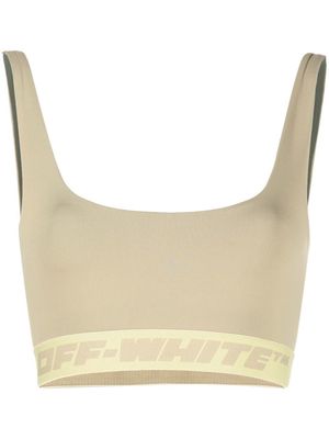 OFF-WHITE logo-band sports bra - Green