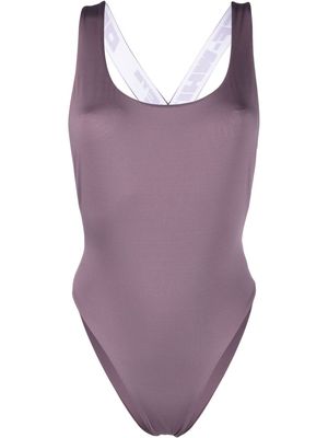 Off-White logo band swimsuit - Purple
