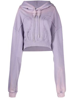 Off-White logo-detail exposed seam hoodie - LILAC LILAC