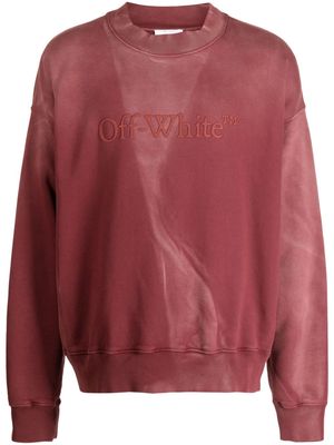 Off-White logo-embossed cotton sweatshirt - Red