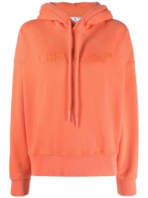 Off-White logo-embossed drawstring hoodie - Orange