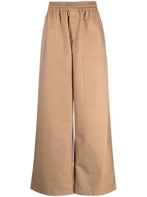 Off-White logo-embossed wide-leg trousers - Brown