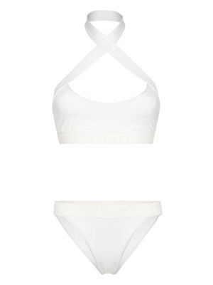 Off-White logo-embroidered bikini - Neutrals