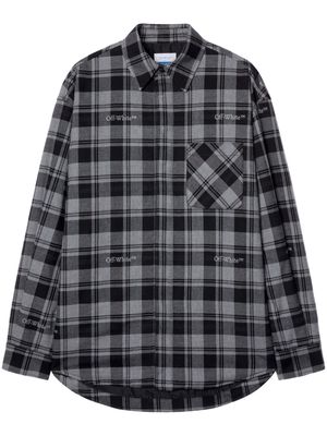 Off-White logo-embroidered checked padded shirt - Grey