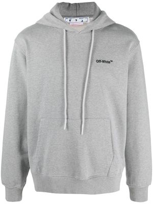 Off-White logo-embroidered cotton hoodie - Grey