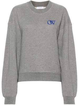 Off-White logo-embroidered cotton sweatshirt - Grey