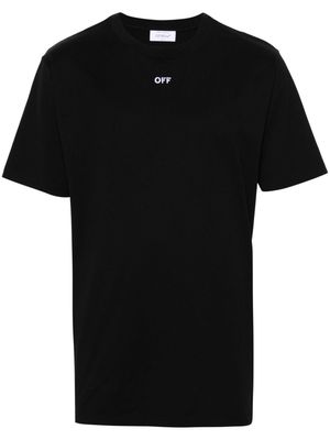 Off-White logo-embroidered cotton T-shirt - Black