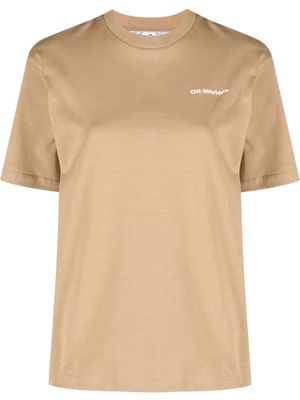 Off-White logo-embroidered cotton T-shirt - Brown