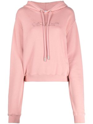 Off-White logo-embroidered drawstring hoodie - Pink