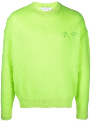 Off-White logo-embroidered jumper - GREEN FLUO GREEN FLUO