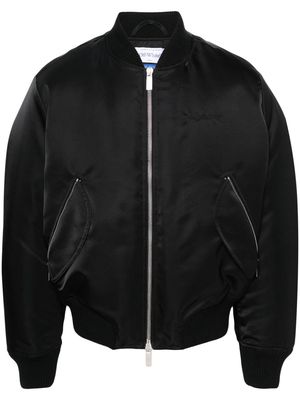 Off-White logo-embroidered padded bomber jacket - Black