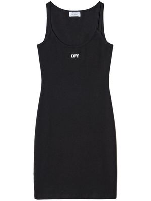 Off-White logo-embroidered ribbed minidress - Black