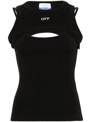 Off-White logo-embroidered tank top - Black