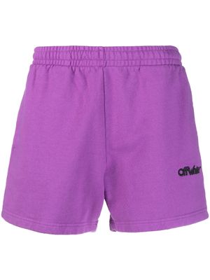 Off-White logo-embroidered track shorts - Purple