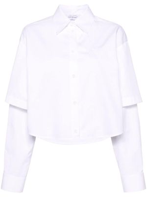 Off-White logo-embroidery layered cotton shirt