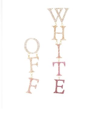 Off-White logo-engraved crystal-embellished earrings - Gold