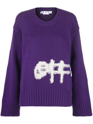 Off-White logo intarsia jumper - Purple