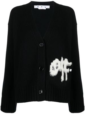 Off-White logo-intarsia knit cardigan - Black