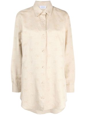 Off-White logo-jacquard cotton blend overshirt - Neutrals