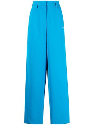 Off-White logo-lettering high-waisted trousers - Blue