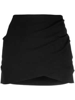 Off-White logo-patch draped mini skirt - Black