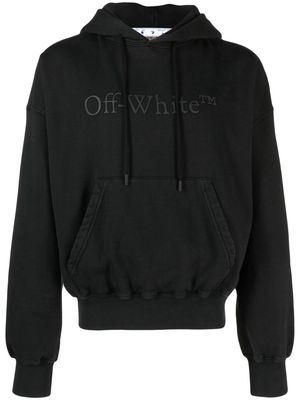 Off-White logo patch drawstring hoodie - Black