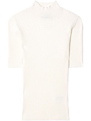 Off-White logo-patch mock neck top - Neutrals