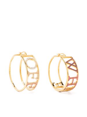 Off-White logo pavé crystal hoop earrings - Gold
