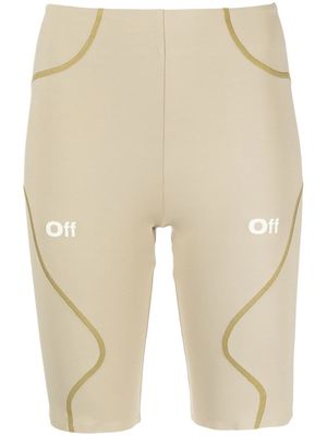 Off-White logo-print biker shorts - Green