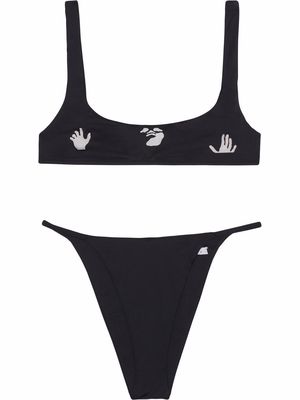 Off-White logo-print bikini set - Black