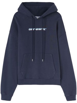 Off-White logo-print cotton hoodie - Blue