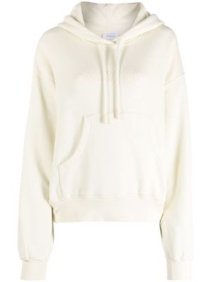 Off-White logo-print cotton hoodie - Neutrals