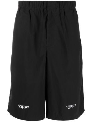 Off-White logo-print cotton shorts - Black