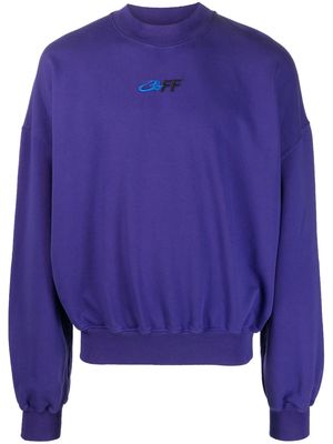 Off-White logo-print cotton sweatshirt - Purple