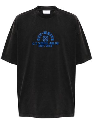Off-White logo-print cotton T-shirt - 1046 BLACK NAUTICAL BLUE