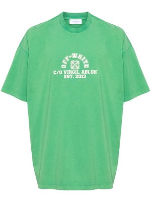 Off-White logo-print cotton T-shirt - 5501 COLLEGE GREEN WHITE