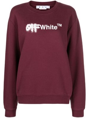 Off-White logo-print crew-neck sweatshirt - Purple