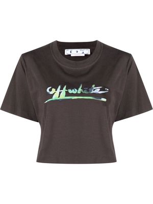 Off-White logo print crew neck T-shirt - Grey