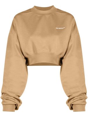 Off-White logo-print cropped sweatshirt - Brown