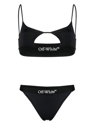 Off-White logo-print cut-out bikini - Black