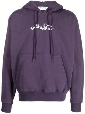 Off-White logo-print detail hoodie - Purple