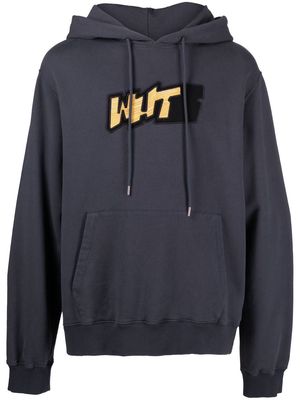 Off-White logo-print drawstring hoodie - Blue