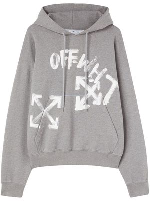 Off-White logo-print drawstring hoodie - Grey