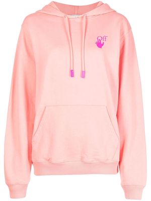 Off-White logo-print drawstring hoodie - Pink