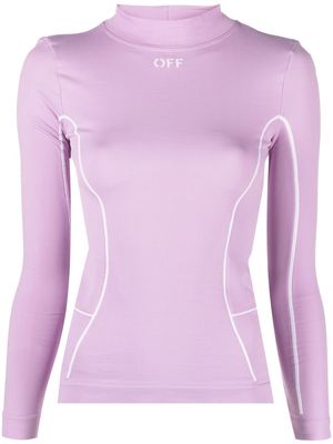 Off-White logo-print long-sleeved T-shirt - Purple