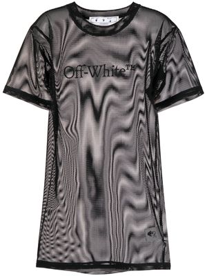 Off-White logo-print mesh T-shirt dress - Black